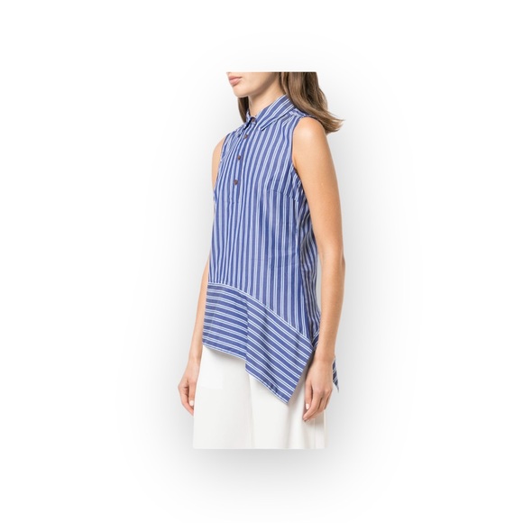Derek Lam Tops - new Derek Lam 10 Crosby ᯾ Asymmetrical Hem Sleeveless Striped Top ᯾ Navy White